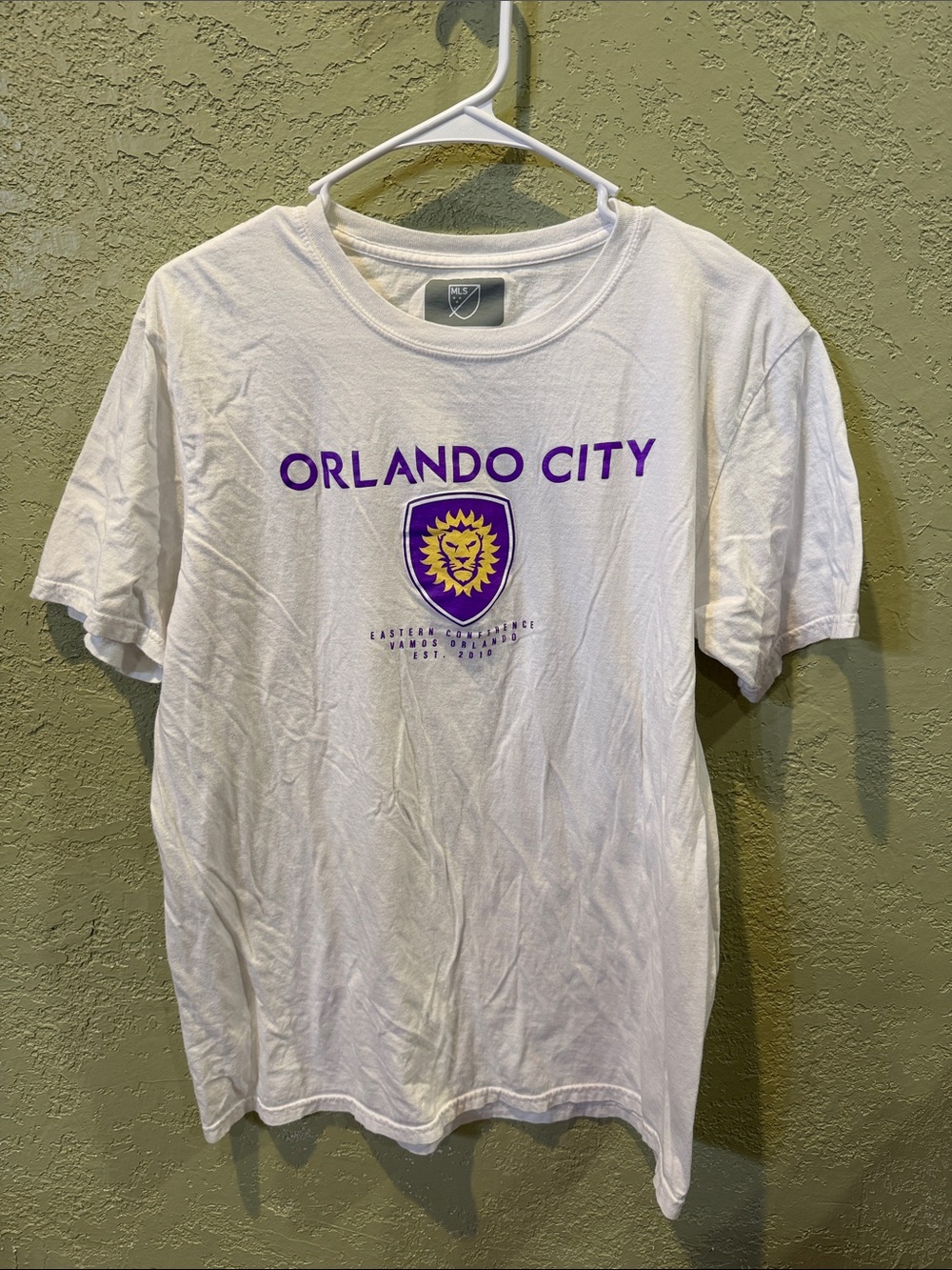 Orlando City White Short Sleeve Tee with Purple Crest